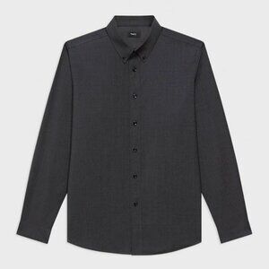 Theory Men's Hugh Shirt in Virgin Wool Medium Charcoal Size S (MSRP $295)